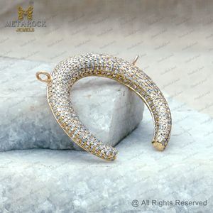 Micro Pave Diamond Jewelry Pendant Made In India, 14K Gold Diamond Crescent Charms Pendant, Vintage Designs Diamond Pendant - Product Image 5