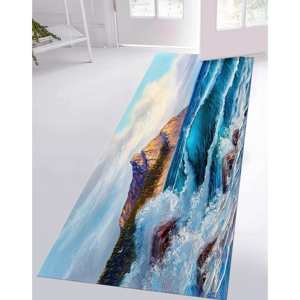 Tapis imprimé paysage naturel, lavable en machine, antidérapant, avec poils doux - Product Image 3