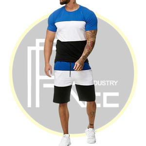 <b>Men</b> Red <b>White</b> Black Colorblock T-Shirt & <b>Shorts</b> Set Bold Summer Casual Outfit - Product Image 3