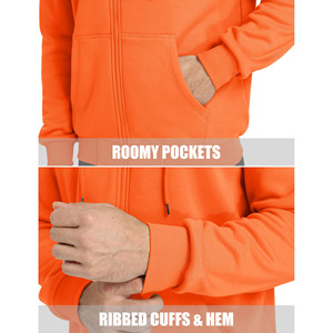 Vente en gros de sweat à capuche ODM en laine et coton épais avec fermeture éclair solide à motifs personnalisés pour hommes et femmes en hiver - Product Image 3