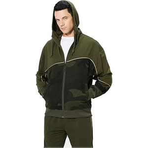 Survêtements respirants avec broderie d'entraînement personnalisée de bonne qualité Slim 2 Pcs Set quik dry Solid Color Men Fleece Hoodie OEM service - Product Image 5