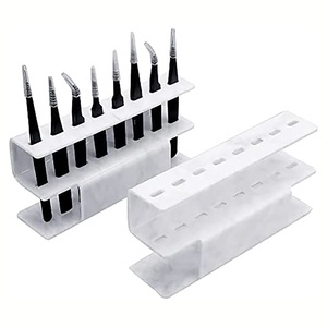Ensemble de pincettes d'extension de cils professionnelles revêtues de couleur blanche/support pour ensemble de pincettes/pincettes pointues - Product Image 1