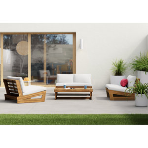Modern Teak Wood Outdoor Sofa Set Minimalist Patio Lounge Furniture for Garden Villa Resort Hotel Outdoor <b>Seating</b> - Product Image 5