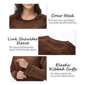 Sudadera de terciopelo de cuello redondo personalizable para mujer, técnica de estampado de lavado ácido de terciopelo Premium, ropa de Otoño/Invierno OEM/ODM disponible - Product Image 4