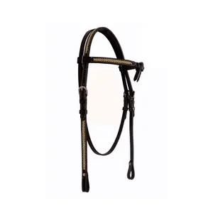 Estern eaeaching rieadstall/riridle ORSE ACK in rorown with Matching Natual AW hide eether aving esaving ortable - Product Image 1