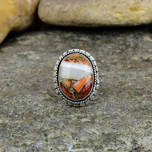 Meilleures ventes de la Saint-Valentin, Turquoise naturelle lisse et épineuse, 10x14mm, argent sterling 925 massif, serti à la main, pour mariage - Product Image 6