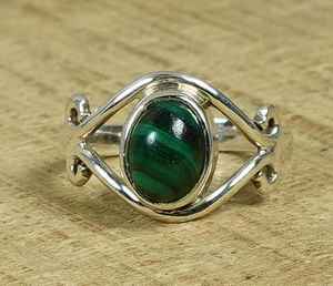 Green Malachite 925 Sterling Silver <b>Ring</b> Handmade Oval Gemstone Bohemian Jewelry Elegant <b>Ring</b> US Size 6 - Product Image 1