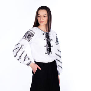 Elegante moda ucraniana antigua blusa de mujer diseñador colección exclusiva tejido impresión Digital borla cintura Natural - Product Image 3