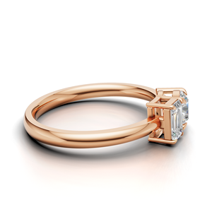 IGI Certified Lab Grown Diamond Toi Et Moi <b>Ring</b> 18K Yellow / White & Rose Gold Round & Emerald Shape Engagement <b>Ring</b> For Women - Product Image 4