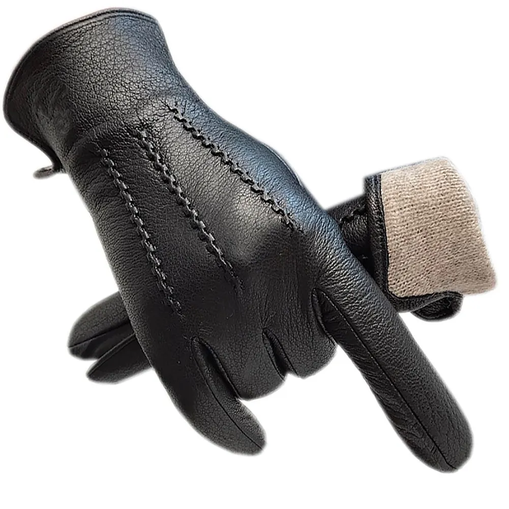 Custom High Quality Amazon Hot Selling Black Fashion Sheepskin Leather Work Glove For Driving