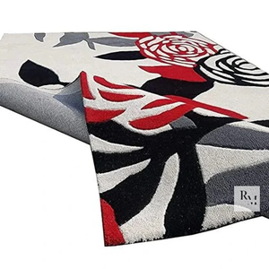 Ensemble de tapis en laine touffetés à la main à fleurs abstraites de luxe modernes 3x5 pour la salle à manger intérieure, style moelleux pour la décoration de la maison et du sol - Product Image 4