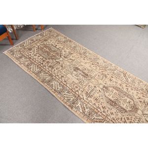 Alfombra Turca Vintage de 3.5x13.7 pies, Alfombra Geométrica Pequeña de Color Marrón - Product Image 2