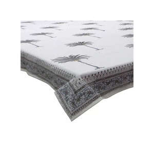 Haute qualité bleu palmier bloc imprimé carré coton nappe à manger à la main pour une utilisation de mariage au prix de gros - Product Image 5