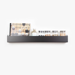 Support mural à épices en métal noir à deux niveaux, écologique et peu encombrant - Product Image 2