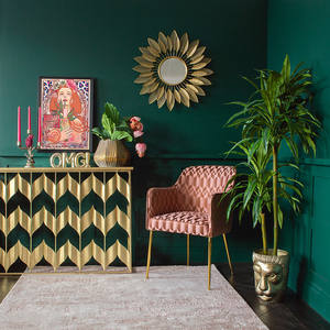 Espejo de pared decorativo de hoja de Metal dorado de primera calidad, nuevo para dormitorio, sala de estar, oficina, restaurante, regalo de boda - Product Image 2