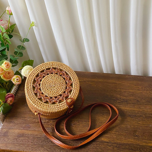 Elegant and Durable <b>Wicker</b> round Cross <b>Bags</b> for Fashion-Conscious Women Made in Viet Nam Floral Style - Product Image 4