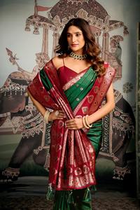 ชุดผ้าส่าหรีผ้าไหมเนื้อนุ่มดีไซเนอร์ระดับพรีเมียมชุดปาร์ตี้งานแต่งงานคุณภาพสูงแบบดั้งเดิม - Product Image 3