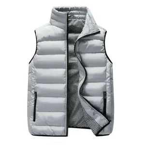 Vente en gros, veste polaire chaude et épaisse à fermeture éclair pour l'hiver, vêtements d'extérieur à bulles à capuche matelassés, vestes sans manches pour hommes - Product Image 2