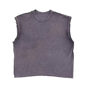 Nouvelle Arrivée Débardeurs Homme Personnalisés Sans Manches Col Montant en Polyester Épais Effet Délavé et Usé - Product Image 1