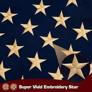 ธงชาติอเมริกันวินเทจ ขนาด 3x5 ฟุต ผ้าฝ้าย 100% กันน้ำ พร้อมเสาธงอะลูมิเนียมแบบแขวน ปักลาย ย้อมสีชา ทนทาน สไตล์โบราณ - Product Image 5