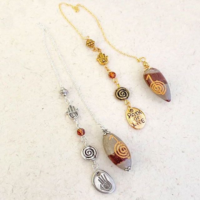Wholesale Shiva Lingam Reiki Pendulum Agate Gemstone Chakra Style Engraved Usui Reiki Symbols Crystal Healing Positive Energy