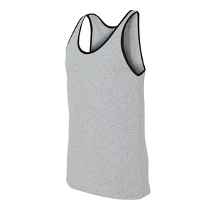 Camisetas sin mangas de algodón blanco con ribetes azul real, ropa de gimnasio - Product Image 5