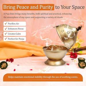 Brûleur d'encens en laiton décoratif fait à la main de conception tendance avec l'artisanat artistique parfait pour les cérémonies religieuses - Product Image 2