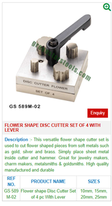 Flower Shape <b>Disc</b> Cutter Set of 4 With Lever GS 589M-02 Jewelry Tools for Jewellery Tools - Product Image 2
