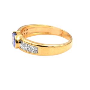 Natural Tanzanite Zircon Ring 925 Sterling <b>Silver</b> 14K Gold Plated Fine Elegant <b>Handmade</b> Luxury Gemstone Jewelry - Product Image 2