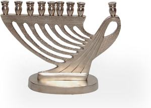 Menorah personnalisée en métal massif de style étain et or décorations de Hanoukka en relief bougeoir judaïque juif - Product Image 2