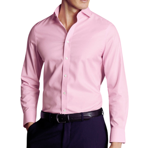 เสื้อเชิ้ตผ้าคอตตอนคอตตอนสำหรับผู้ชายสีชมพูคอตตอนแนวทแยงแบบไม่มีเหล็กคอตั้งสวมใส่สบายสุดหรูสำหรับฤดูใบไม้ผลิ100% - Product Image 1