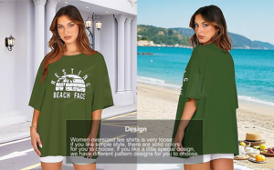 Camiseta de gran tamaño para mujer, camisetas gráficas con cuello redondo, camisetas holgadas de manga corta de verano - Product Image 3