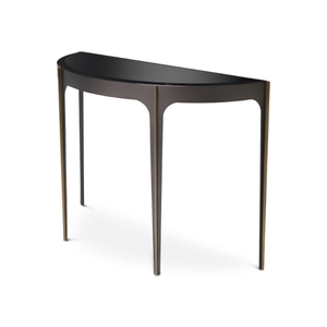 Dessus en verre de table console de luxe haut de gamme avec laiton bronze et base en acier inoxydable noir pour la maison et l'hôtel au meilleur prix - Product Image 1
