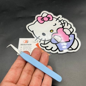 Pinzas de extensión de pestañas de volumen de arranque de 90 grados, azulejos de pestañas acrílicas de agarre fuerte, acero inoxidable para extensiones de pestañas - Product Image 2