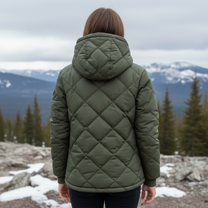 Veste matelassée légère en nylon pour femme, nouvelle conception tendance, vert olive, veste d'hiver, vêtements d'extérieur, broderie 3D - Product Image 2