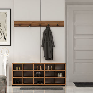 Diseño de estilo AY001 Zapato con estantes Gabinete Perchero Nogal Muebles para el hogar Habitación de entrada ergonómica de calidad superior de madera - Product Image 1