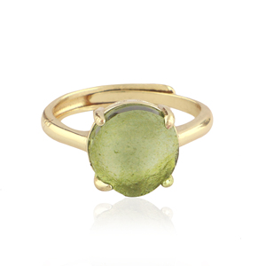 Bague en pierres précieuses de moldavite naturelle brute non coupée, bague de designer à griffes rondes réglables à bande fine pour un usage quotidien - Product Image 2