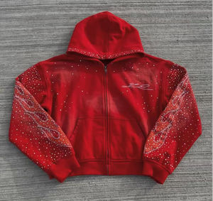 Sweat à capuche personnalisé pour homme, brodé, uni, avec rivets et strass, sport, hiver, grande taille, 100% coton, polaire écologique, séchage rapide - Product Image 2