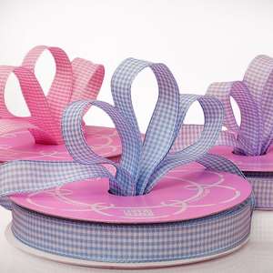 Wendy Floral Gingham <b>Wired</b> <b>Ribbon</b> Polyester Versatile for Garments for Birthdays Christmas Halloween Easter Hanukkah Decorations - Product Image 3