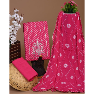 Traje tradicional de algodón con gasa dupatta y Zari gotapatti border Elegante Kurta de algodón con gasa dupatta y Zari - Product Image 3