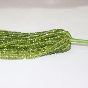 Perles de forme de pneu à facettes péridot perles de coupe de roue péridot brins de pierre Heishi péridot pour la fabrication de bijoux brins de 16 pouces - Product Image 1