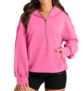 เสื้อมีฮู้ดแบบมีซิปครึ่งกระเป๋าจิงโจ้แบบกำหนดเอง - Product Image 1