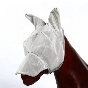 Masque de mouche de cheval réglable de qualité supérieure Protection des oreilles en maille respirante douce Fournitures de soins de cheval personnalisables durables - Product Image 1