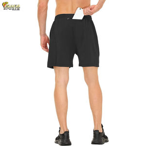 Pantalones Cortos Deportivos Personalizados para Hombre, de Doble Capa, para Gimnasio y Running, Tejido Ecológico de Poliéster y Elastano, Antiarrugas, Color Sólido - Product Image 5