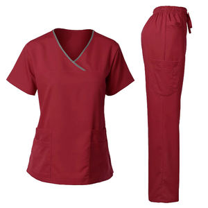 Nouveau Top vente infirmières uniformes hospitaliers deux pièces Stretch Spandex pantalon figues gommages costume soins infirmiers survêtement femmes gommages uniformes ensembles - Product Image 2