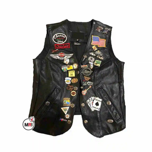 Top qualité hommes en cuir gilet veste 100% cuir véritable gilet moto Club porte des vestes de motard - Product Image 3