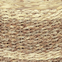 Pouf ottoman durable en jacinthe d'eau tressée et jonc de mer à rayures pour salon, chambre, appartement - Décoration artistique classique, style Mid-Century Modern