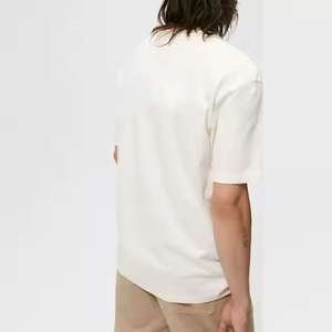 Camiseta de algodón 100% de peso pesado para hombre, ropa de calle personalizada con hombros descubiertos de gran tamaño con logotipo liso, tela de punto con patrón sólido - Product Image 6