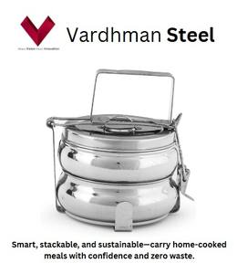 Lonchera Tiffin de Acero Inoxidable de 2 Compartimentos, Artículo de Venta Caliente 2025, Lonchera India de Grado Alimenticio 7x2 para Uso Escolar - Product Image 2