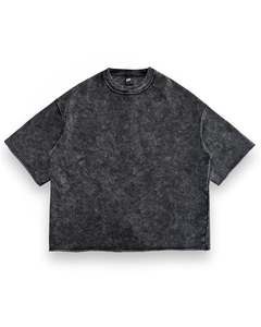 เสื้อครอปบ็อกซี่โอเวอร์ไซส์ของผู้ชายเสื้อวินเทจฟอกสีกรดเสื้อยืด100% พิมพ์ลายหน้าจอผ้าฝ้ายมาใหม่2024 - Product Image 5